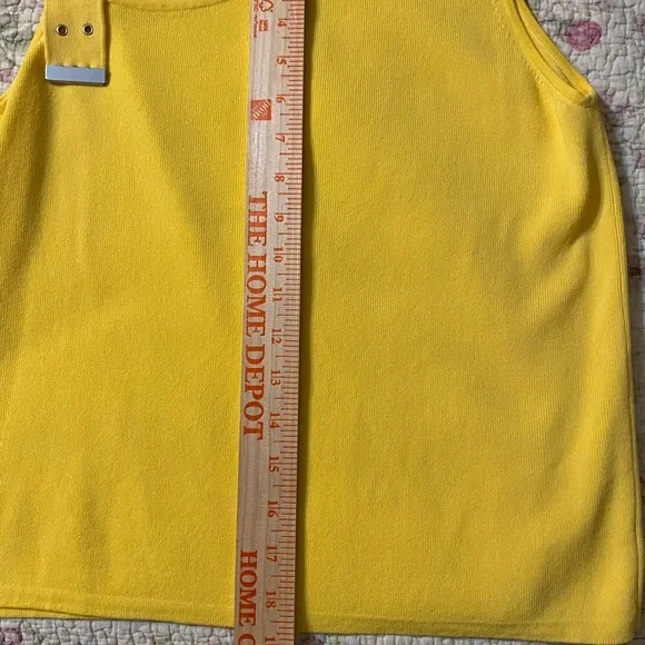 Joseph A Ribbed Sweater Shirt Slim Fit Womens Large Yellow Buckel Drop Shoulder - Picture 5 of 7